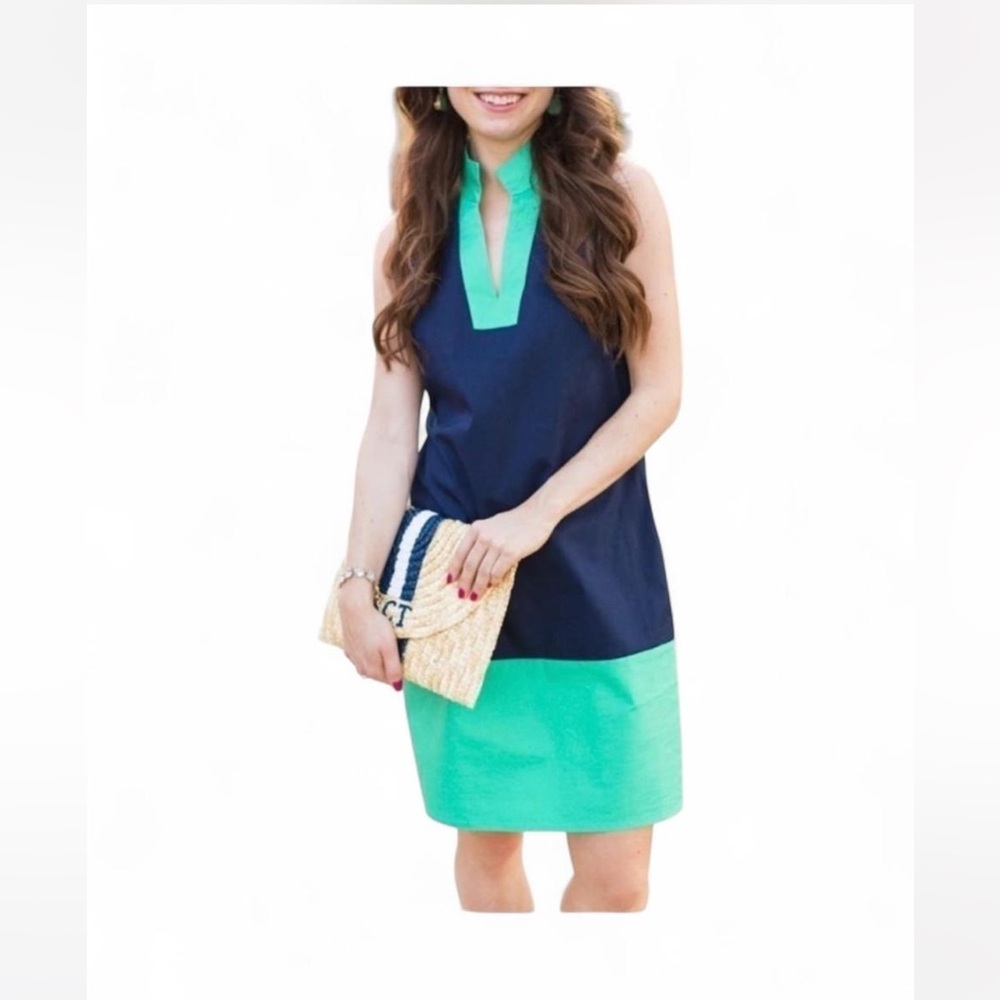 STS Sail to Sable sz Medium navy aqua teal tunic dress sleeveless tank preppy